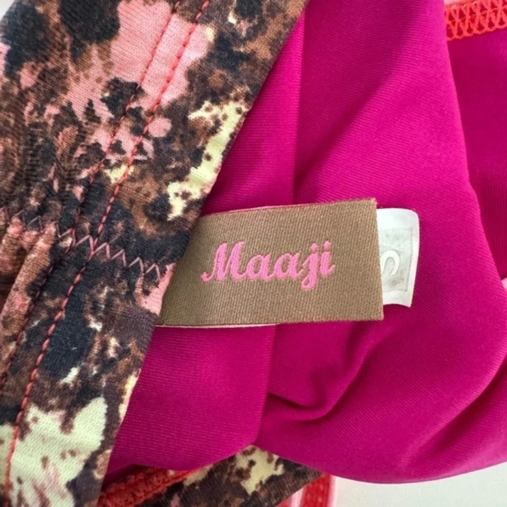 Maaji Bikini Set Size Small Pink Orange Geometric Print Swimsuit Tropical Beach